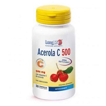 Acerola C 500 30 cpr masticabili | Integratore Vitamina C e Bioflavonoidi | LONGLIFE