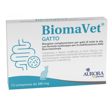 Biomavet Gatto 380mg 12cpr| stabilizzazione flora intestinale | AURORA BIOFARMA