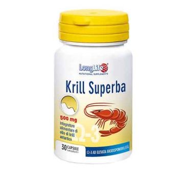 KRILL SUPERBA 30 Capsule | Integratore di Omega 3 e Astaxantina | LONGLIFE