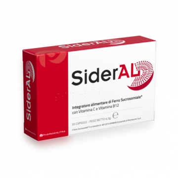 SiderAL 20 cps | Integratore con Ferro, Vitamine C e B12 | PHARMANUTRA