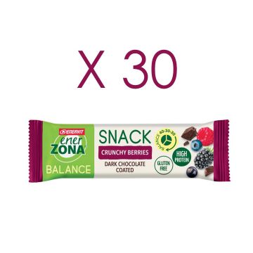 SNACK BALANCE CRUNCHY BERRIES box 30 pz | Barretta Frutti di Bosco e Cacao 33 g | ENERZONA