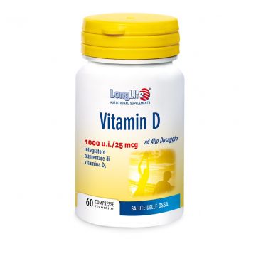 Vitamina D3 60 cpr | Integratore di vitamina D3 1000 u.i/ 25 mcg| LONGLIFE