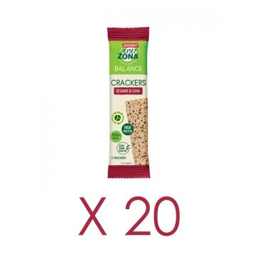 CRACKERS 40-30-30 SESAMO SEMI DI CHIA box 20 pz | Snack salato bilanciato 5 crackers | ENERZONA