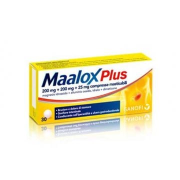 MAALOX Plus 200 mg + 200 mg + 25 mg  | 30 Compresse Masticabili - Aroma limone