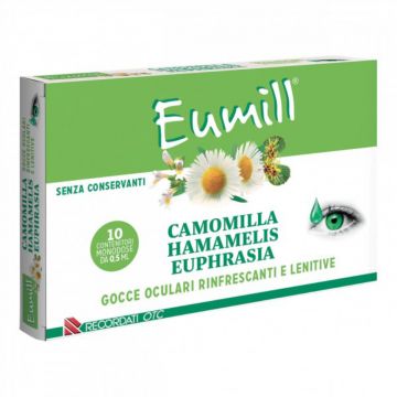 Camomilla Hamamelis Euphrasia Monodose 10  flaconcini 0,5 ml | Gocce oculari Rinfrescanti e Lenitive | EUMILL