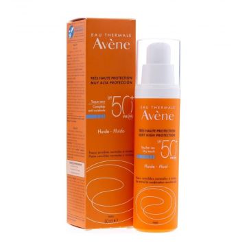 Fluido Solare Spf 50+ 50 ml | Fluido Ultra-leggero Protezione Molto Alta | AVENE Solari