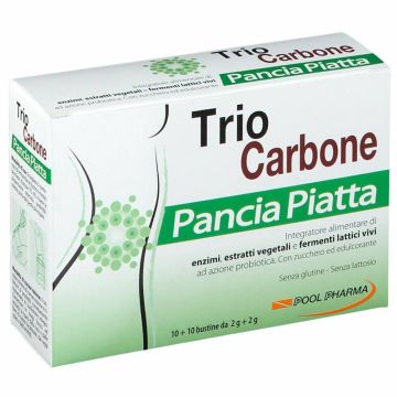 Trio Carbone Pancia Piatta | 10 bustine enzimi + 10 bustine probiotici | POOL PHARMA