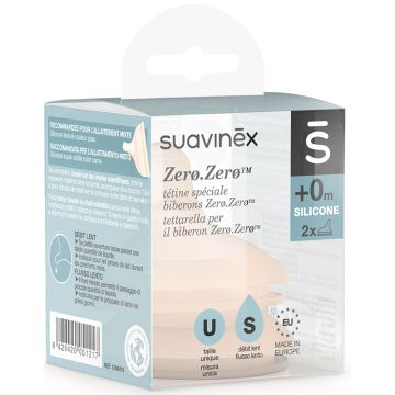 Tettarella flusso lento 2 pz | Tettarella per biberon Zero.Zero | Suavinex