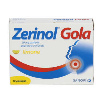 ZERINOL GOLA | 20mg Ambroxolo Cloridrato |18 Pastiglie Limone