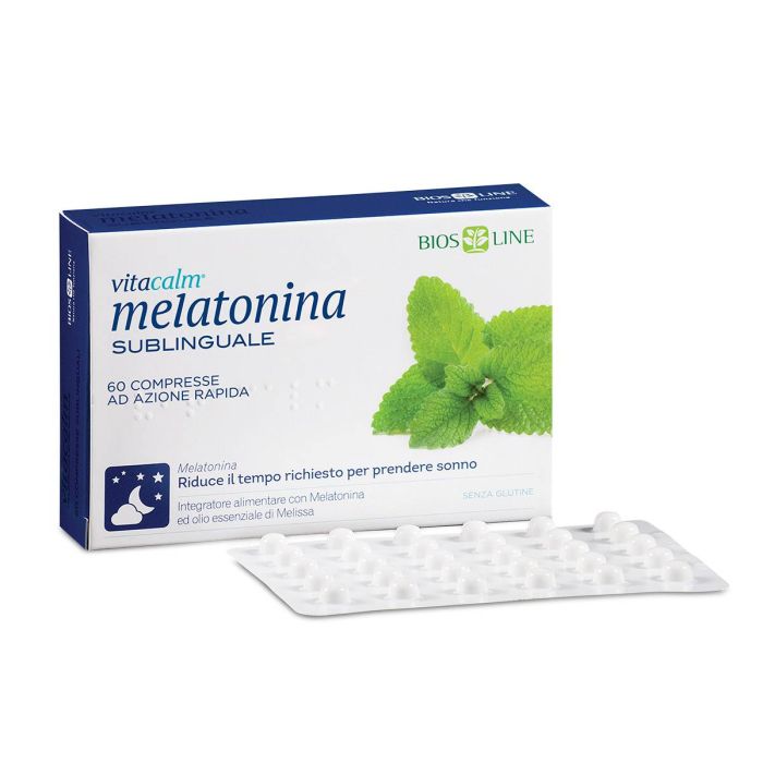 Melatonina 60cpr Sublinguali | Addormentamento e rilassamento | BIOS LINE Vitacalm main product photo
