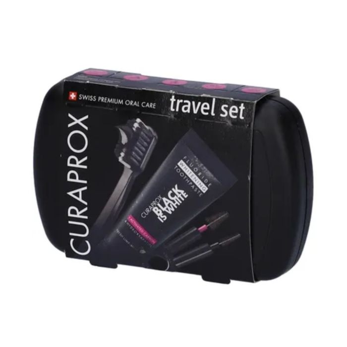 Kit Viaggio - Black Is White | Trousse con dentifricio 10ml+spazzolino | CURAPROX main product photo
