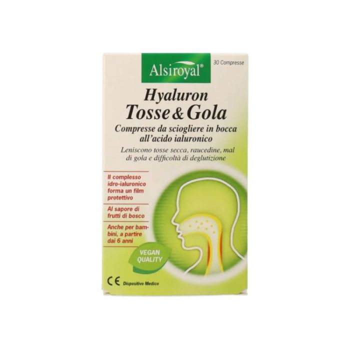 Hyaluron Tosse & Gola 30 cpr | Pastiglie gola acido ialuronico | ALSIROYAL main product photo