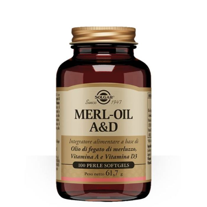 Merl Oil A&D 100 perle softgel | Integratore di Vitamina A e D | SOLGAR main product photo
